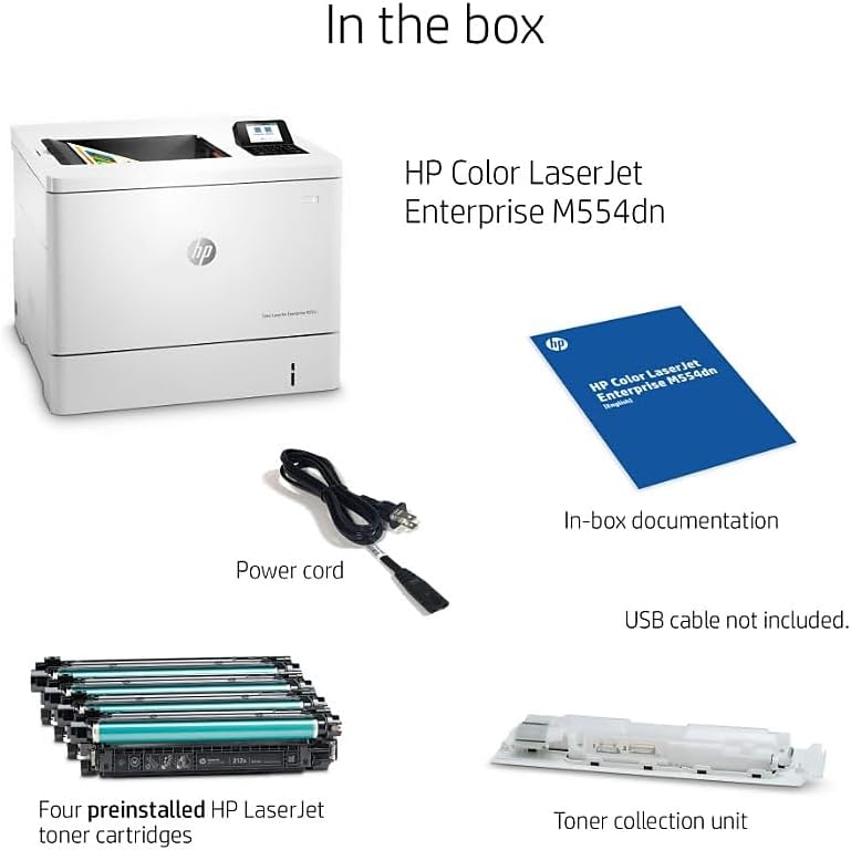 HP 7ZU81A#BGJ Color LaserJet M554dn Duplex Printer White