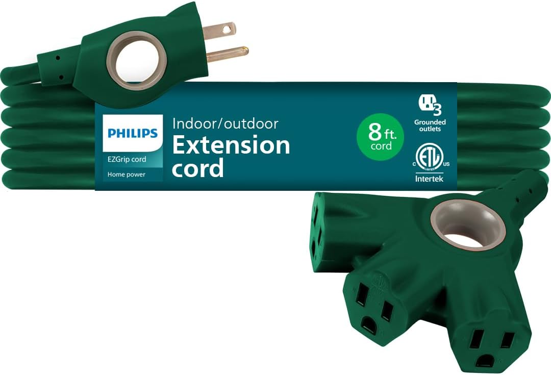 Philips SPC3083ZG/37-T1 8 Ft 3 Outlet EZGrip Outdoor Extension