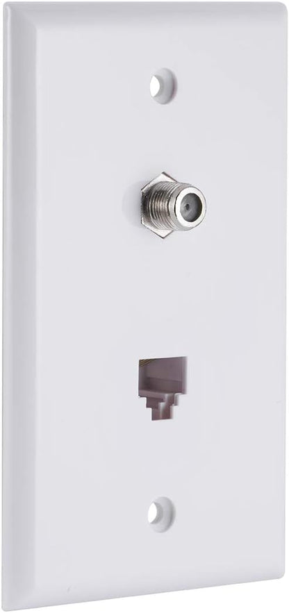 GE 40093 Coaxial Telephone Cable Wall Plate