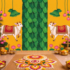 Gilprop Indian Pichwai Kamdhenu Pooja Backdrop Banner