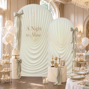 HANGING BULBS Ivory Waterfall Draped Arch Cover Set