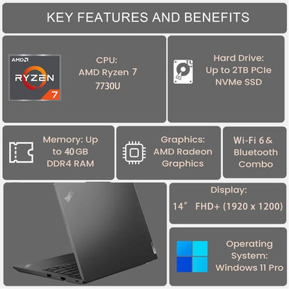 Lenovo ThinkPad E14 Gen 5 Ryzen 7 24GB 2TB SSD Business Laptop