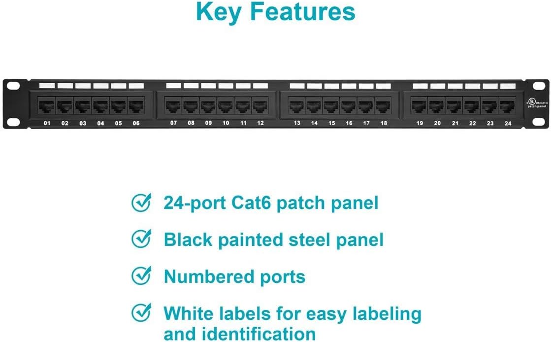 Monoprice N252-024 Cat6 Patch Panel 24-Port