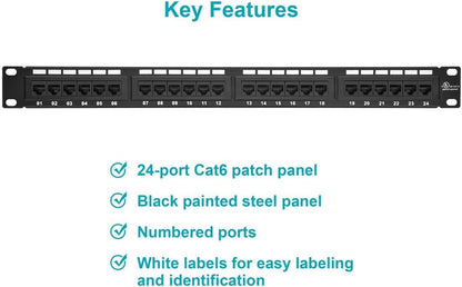 Monoprice N252-024 Cat6 Patch Panel 24-Port