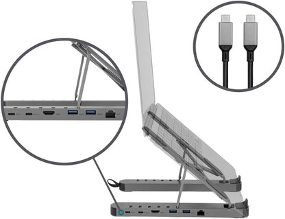 Monoprice 6-in-1 Portable Folding Laptop Stand USB-C Dock