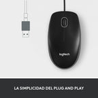 Logitech 910-001601 M100 Corded USB Mouse Black