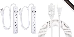 GE 6 Grounded Outlet Surge Protector Power Strip 2-Pack