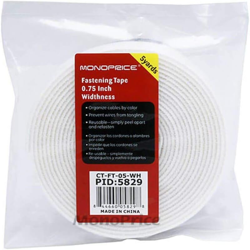 Monoprice Hook & Loop Fastening Tape 3-Pack White