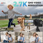 Gcasio 2.7K QHD Vlogging Camcorder with Rotating Screen