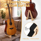 GOGHOST Wooden Folding A-Frame Guitar Stand in Maple
