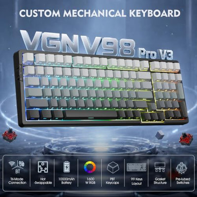 VGN V98ProV3 Tri-Mode Hot-Swappable Mechanical Gaming Keyboard