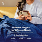 Gravity Weighted Blanket, 15lbs, 48x72, Navy, Cotton, Washable Cover