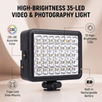 Pomya 35-LED Rechargeable Camera Fill Light with Cold Shoe Mounts