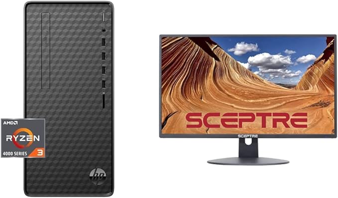 HP Desktop PC AMD Ryzen 3 Bundle w/ Sceptre Monitor — main product image