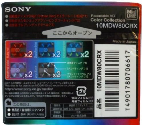 Sony 10MDW80CRX 80-Min MiniDisc 10-Pack Japan Made