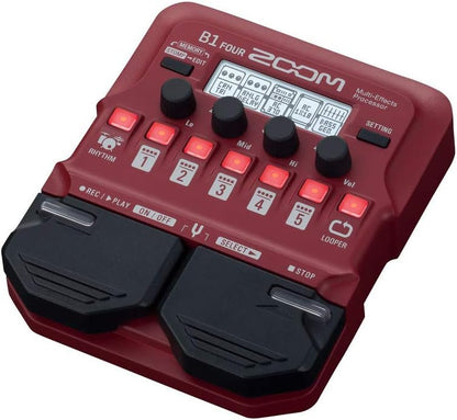 Zoom B1 FOUR Bass Multi-Effects Processor Bundle