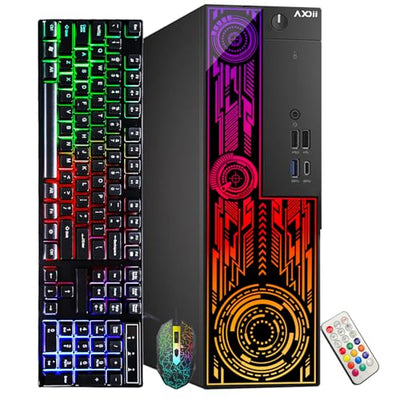 AXOII RGB Renewed Gaming Desktop PC and 24-Inch Monitor Bundle