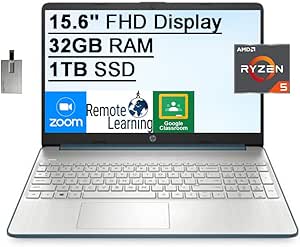 HP 2021 Ryzen 5-5500U 32GB RAM 1TB SSD 15.6" FHD Laptop