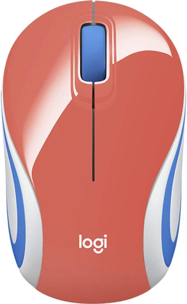 Logitech M187 Wireless Mini Mouse - Coral Portable