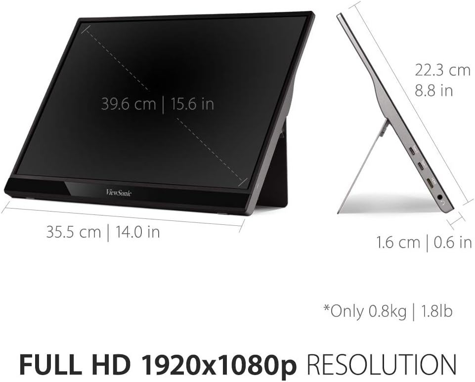 ViewSonic VG1655 15.6" Portable Monitor USB-C Powered