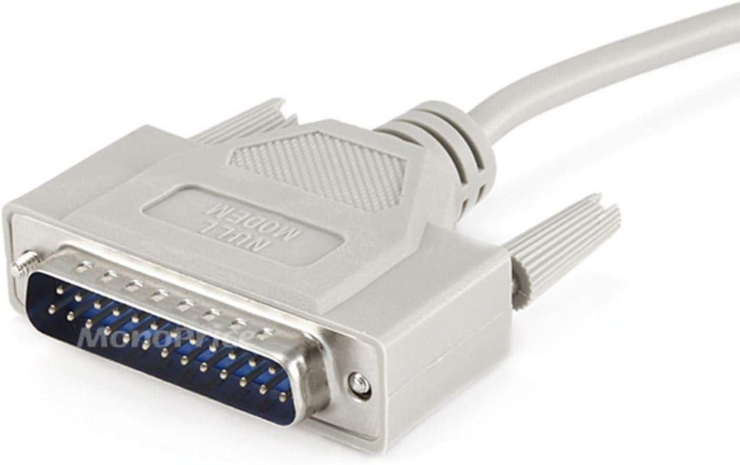 Monoprice 100479 Molded Null Modem Cable DB9 Female to DB25 Male