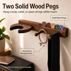 yinyess Solid Wood Guitar Wall Mount with Pick Holder