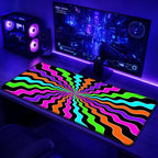 Simpkeely Blacklight Wavy Swirl Extended Gaming Mouse Pad