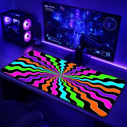 Simpkeely Blacklight Wavy Swirl Extended Gaming Mouse Pad — main product image