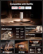 VOPLLS Smart Portable Projector with TOF Autofocus and WiFi 6