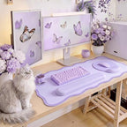 Sabary Scalloped Desk Mat and Keyboard Wrist Rest Set