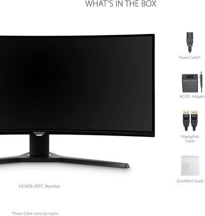 ViewSonic VX3418-2KPC 34-Inch Curved Gaming Monitor 180Hz