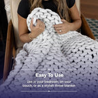 Gravity GRV-CK1-10 Weighted Chunky Knit Blanket, Grey