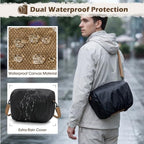 RAINSMORE Canvas Camera Sling Bag with Rain Cover