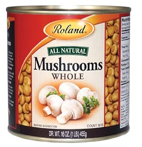 Roland 44600 Colossal Whole Mushrooms - 16 oz - 4 Pack