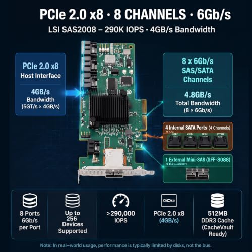 Gugxiom LSI SAS 9212-4i4e 8-Port SAS/SATA HBA Controller Card — main product image