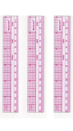 Westcott B-55 6" Beveled Ruler 10ths/Metric - 3 Pack