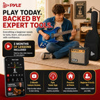 Pyle Blue Burst ST-Style Electric Guitar Starter Kit with Amp