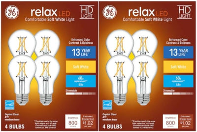 GE 93121729 8-Pack Dimmable Soft White LED Bulbs
