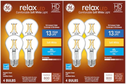 GE 93121729 8-Pack Dimmable Soft White LED Bulbs