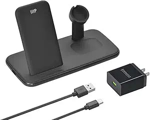 Monoprice 143794 3-in-1 Wireless Charging Stand Apple Watch iPhone