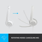 Logitech H390 USB Computer Headset 2-Pack White