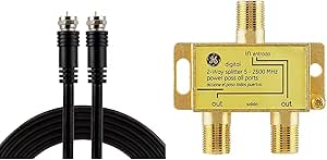 GE RG59 Coaxial Cable 25ft with 2-Way Splitter