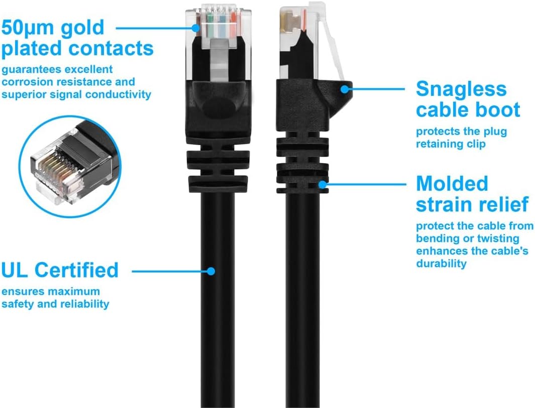 Monoprice 102288 Cat6 Ethernet Cable 1ft Black RJ45