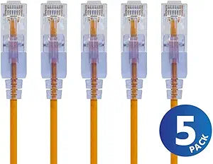 Monoprice 133222 SlimRun Cat6A Ethernet Cable 30ft 5-Pack Yellow — main product image