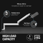 Elgato 20AAT9911 Wave Mic Arm Pro White Low Profile