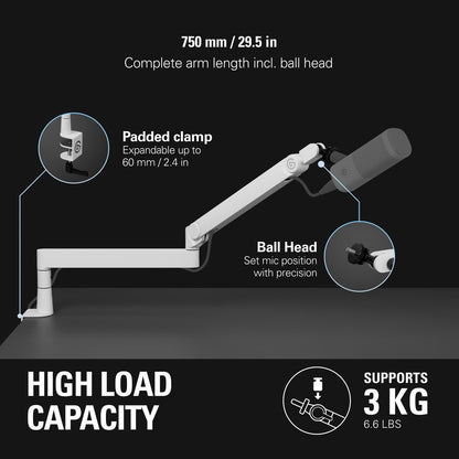 Elgato 20AAT9911 Wave Mic Arm Pro White Low Profile