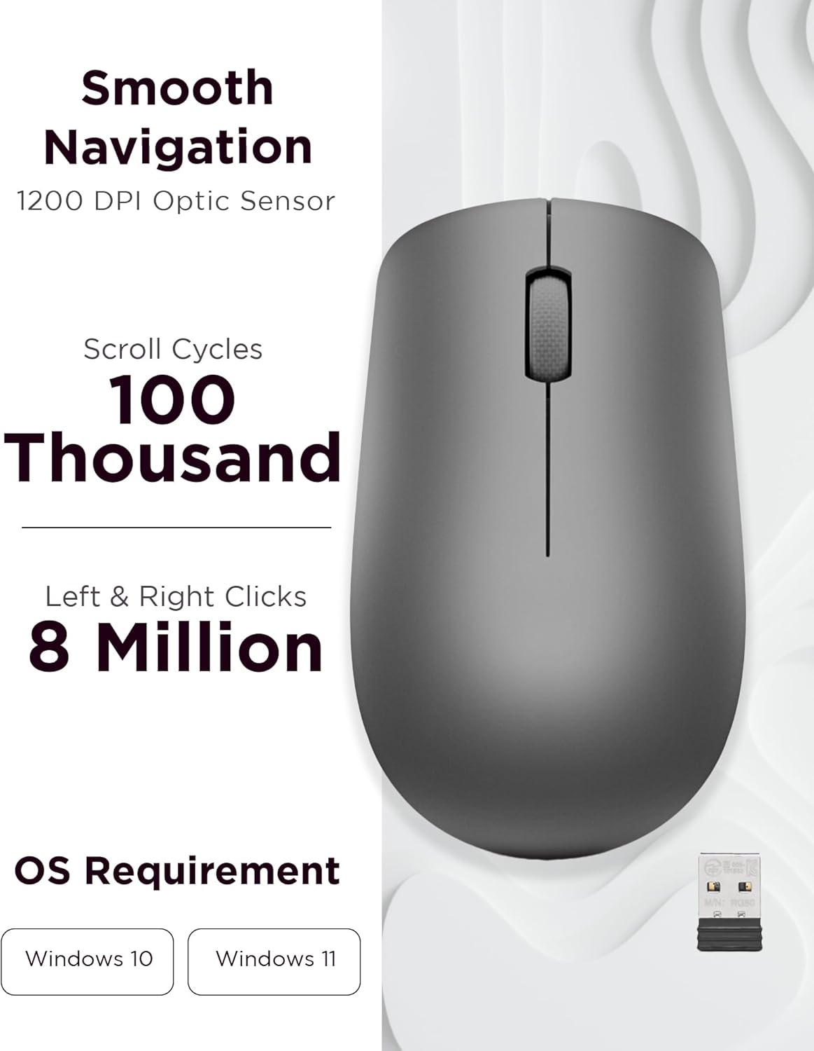 Lenovo 530MOUSE Graphite Grey Wireless Mouse