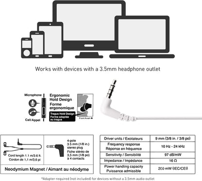 Panasonic RP-TCM125-N ErgoFit Wired Earbuds with Mic
