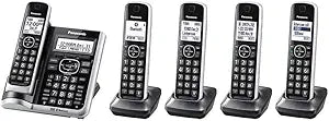 Panasonic KX-TG885SK DECT 6.0 Link2Cell 5-Handset Cordless Phone (Renewed)