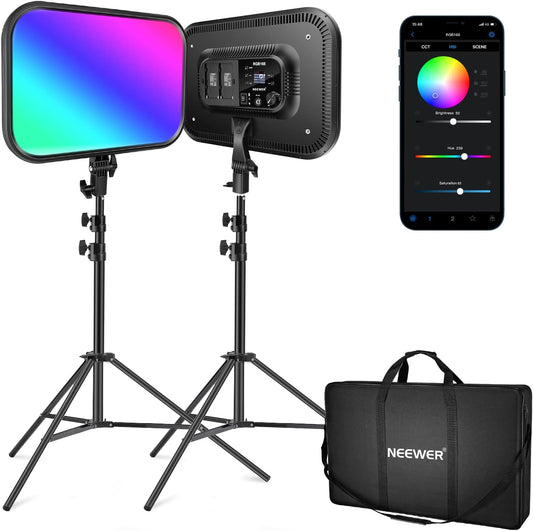 Neewer 10101824 RGB LED Video Panel Light Kit with Stands